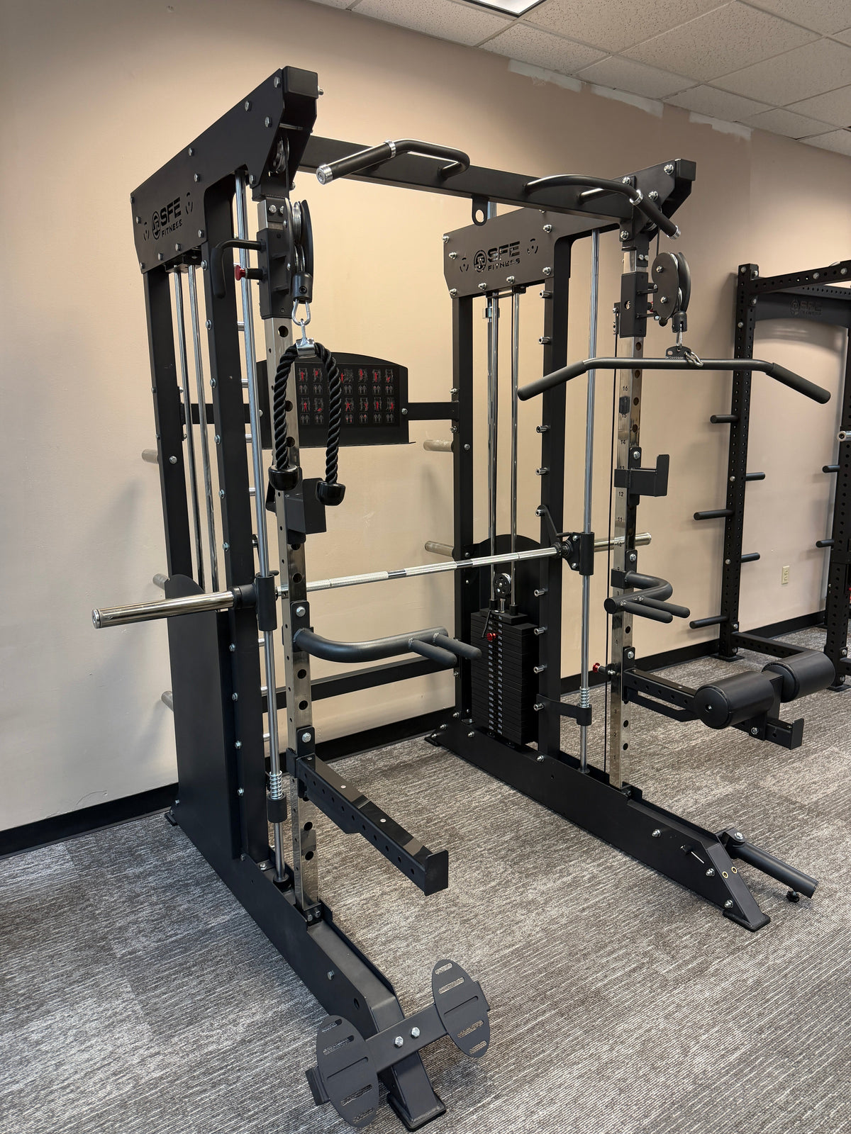 All-in-One Home Gym, Power Rack w/ Smith Machine & Functional Trainer w/ 2x - 220lb weight stacks (New)