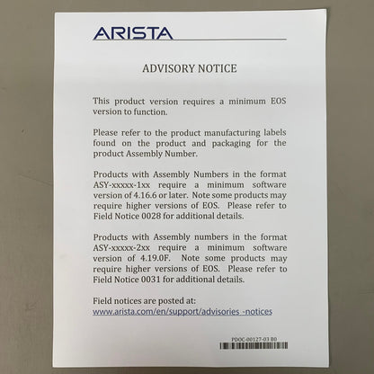 ARISTA Network Switch Back-to-Front Airflow 48-Port 1GE & 6-10GE SFP+ Uplinks (New)